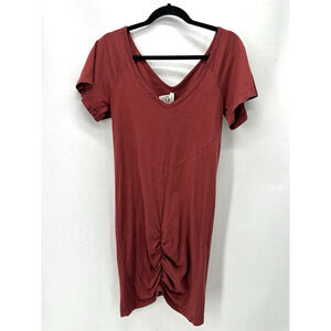 Prairie Underground Ruched T-shirt Dress Size XS Red‎ Organic Cotton Preppy Boho